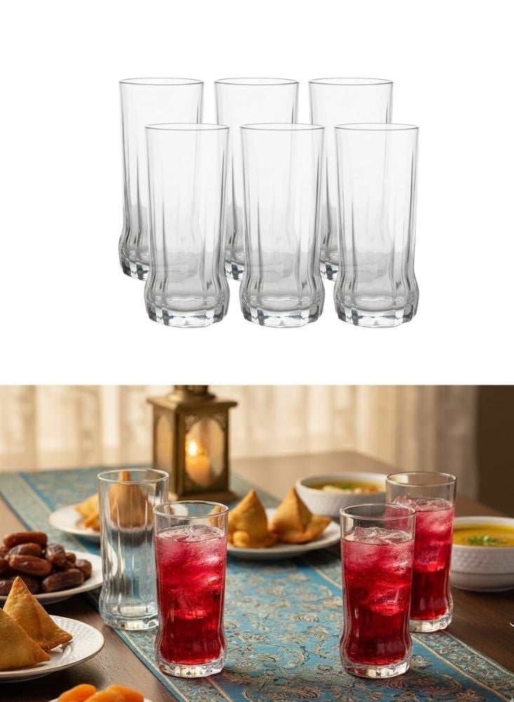 Premium Tall Clear Juice Glasses Set of 6 pcs – Slim Shape Cold Drink Glass - Image 1